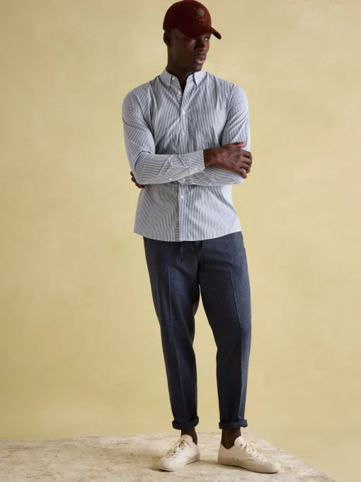 Abbott Blue Pinstriped Cotton Poplin Shirt