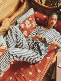Alma Navy & White Striped Pyjama Set