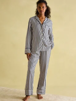 Alma Navy & White Striped Pyjama Set