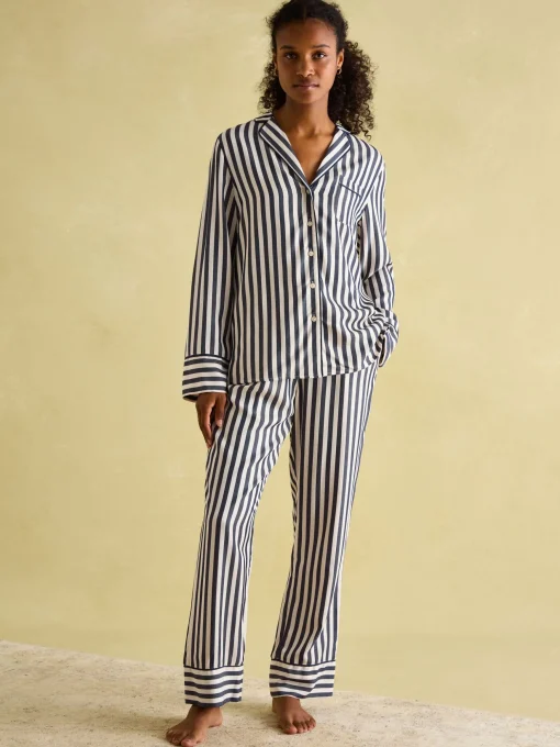 Alma Navy & White Striped Pyjama Set
