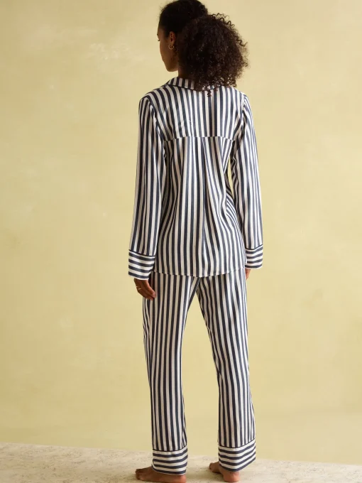 Alma Navy & White Striped Pyjama Set