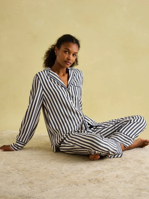 Alma Navy & White Striped Pyjama Set