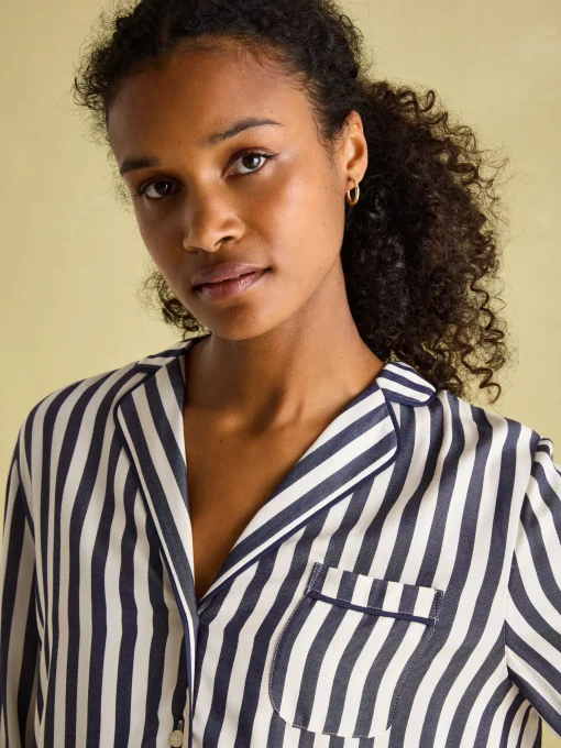 Alma Navy & White Striped Pyjama Set