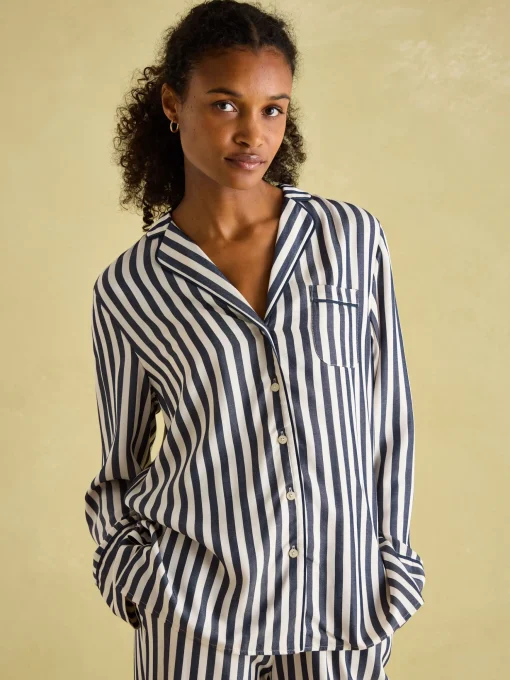 Alma Navy & White Striped Pyjama Set