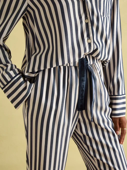 Alma Navy & White Striped Pyjama Set
