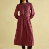 Aster Red and Navy Tie Waist Midi Dress