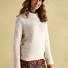 Bernie Cream Crew Neck Textured Jumper Contains Merino Wool