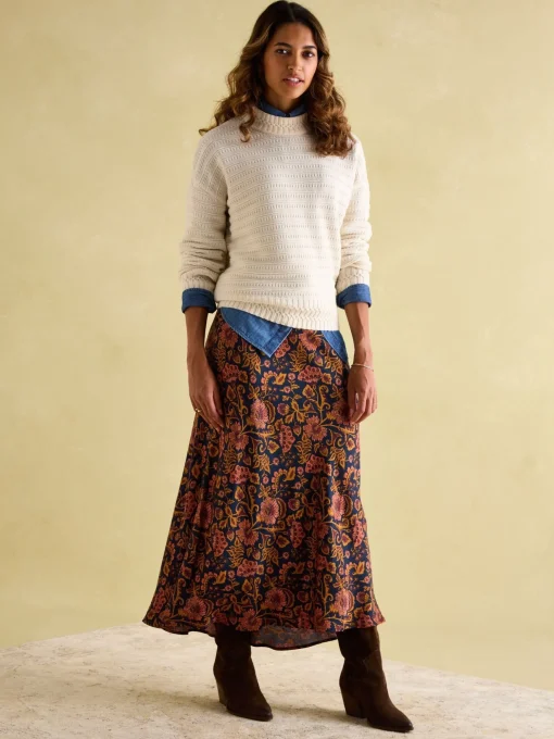 Bernie Cream Crew Neck Textured Jumper Contains Merino Wool