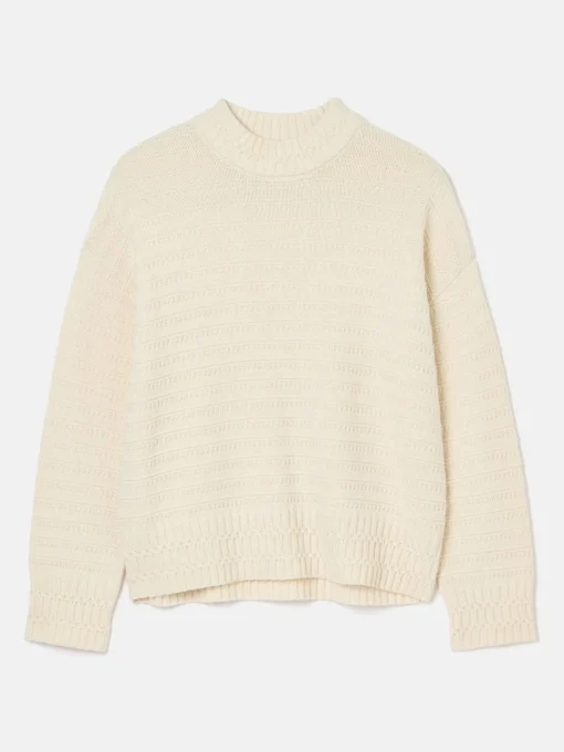 Bernie Cream Crew Neck Textured Jumper Contains Merino Wool