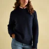 Bernie Navy Blue Crew Neck Textured Jumper Contains Merino Wool