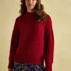 Bernie Red Crew Neck Textured Jumper Contains Merino Wool