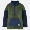 Boys' Always Cosy Green/Navy Half Zip Borg Fleece