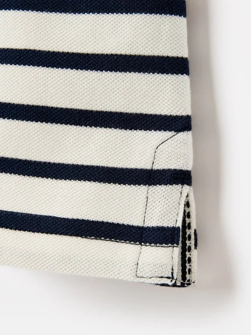 Boys' Filbert Navy Blue Striped Pique Cotton Polo Shirt