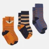 Boys' Neat Feet Orange/Navy 3 Pack Socks