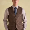 Brown Slim Fit Texture Suit Waistcoat