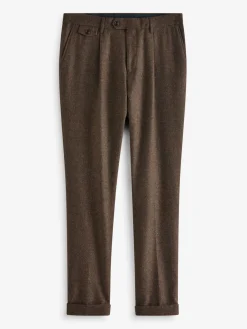 Brown Slim Fit Texture Suit Trousers