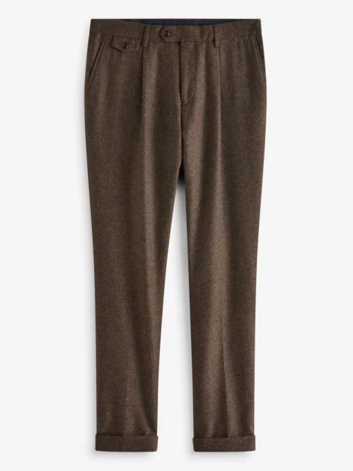 Brown Slim Fit Texture Suit Trousers