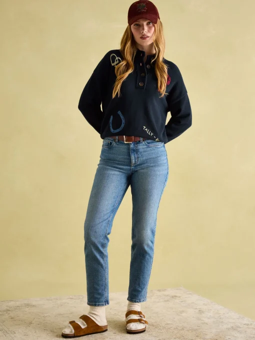 Buckley Navy Horse Embroidered Jumper