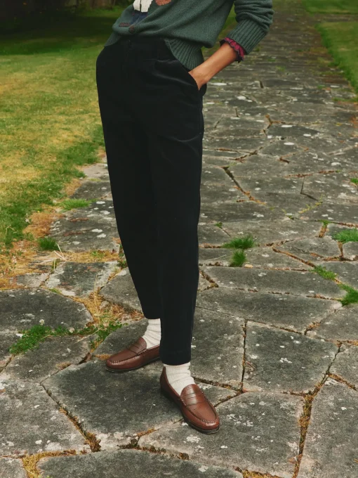 Calla Navy Corduroy Tapered Trousers