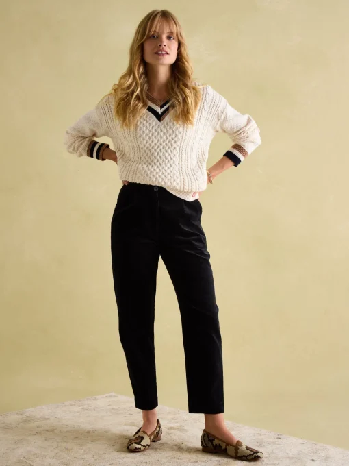 Calla Navy Corduroy Tapered Trousers