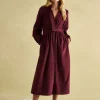 Cara Burgundy Cord Twisted Front Dress