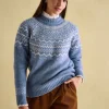 Charlotte Blue Crew Neck Fair Isle Jumper
