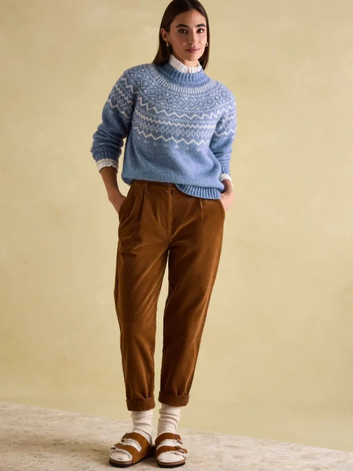 Charlotte Blue Crew Neck Fair Isle Jumper
