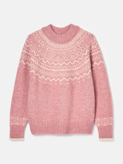 Charlotte Pink Crew Neck Fair Isle Jumper