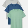 Denton 3 Pack Blue/Green/Grey Crew Neck T-Shirts