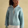 Elmore Blue Knitted Quarter Zip Jumper