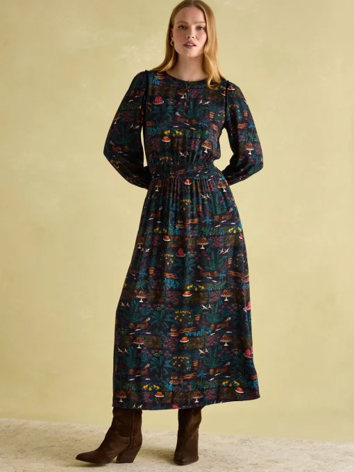 Georgina Navy Elasticated Waist Maxi Dress