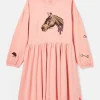 Girls' Aubrey Pink Horse Jersey Dress