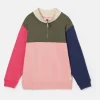 Girls' Elliot Multi Colour Block Quarter Zip Sweatshirt