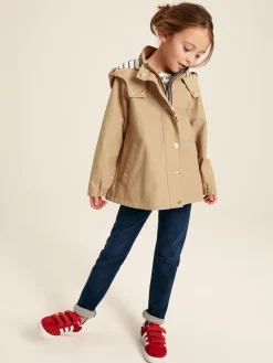 Girls' Meadow Stone Lightweight Waterproof Raincoat With Hood