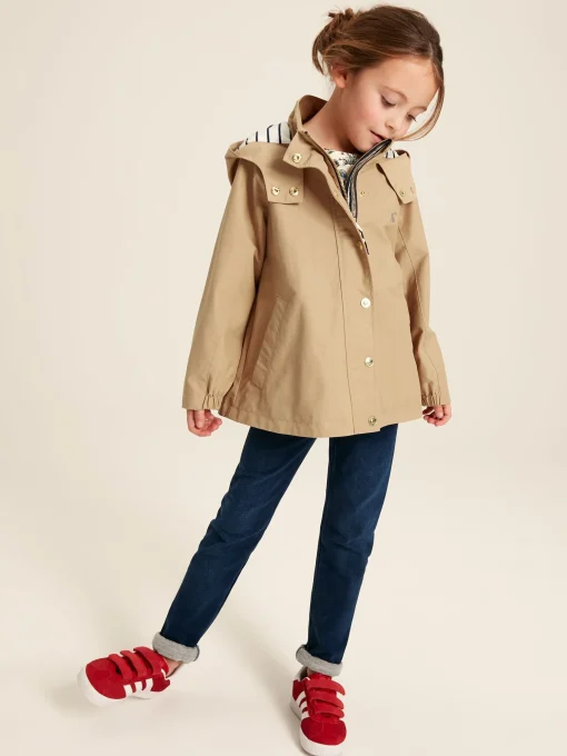Girls' Meadow Stone Lightweight Waterproof Raincoat With Hood