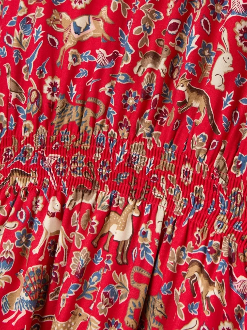 Girls' Odelia Red Animals Printed Dress