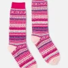 Girls' Wader Pink Fair Isle Welly Socks