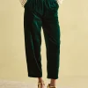 Green Velvet Straight Leg Trousers