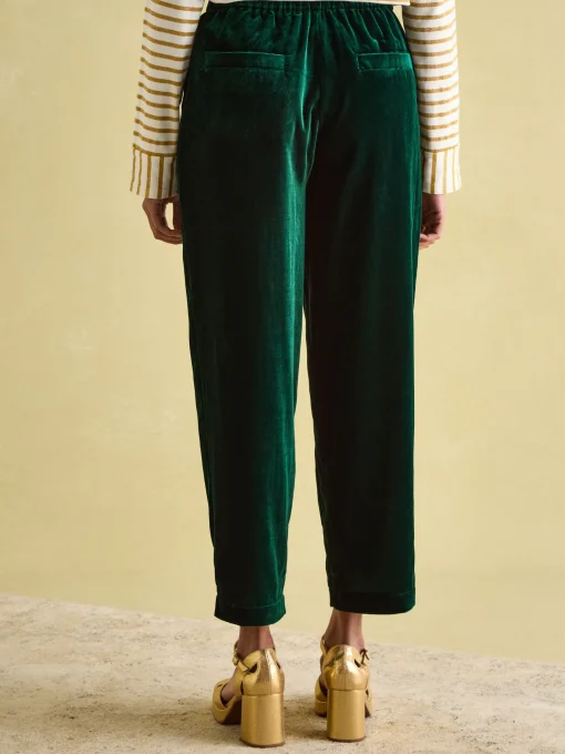 Green Velvet Straight Leg Trousers