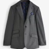 Grey Slim Fit Flannel Suit Jacket
