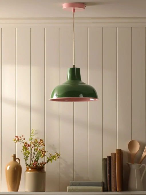 Hatfield Green & Pink Industrial-Style Pendant Light