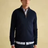 Hillside Navy Blue Quarter Zip Knit Jumper