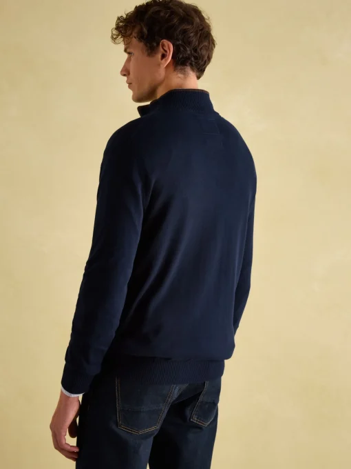Hillside Navy Blue Quarter Zip Knit Jumper