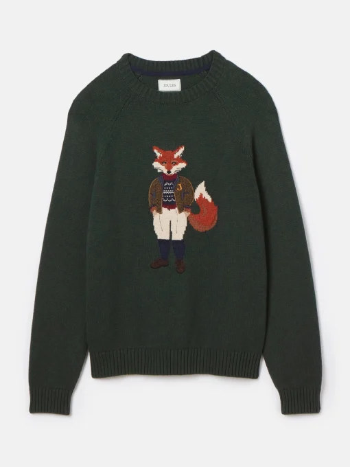 Jonty Green Intarsia Crew Knit Jumper