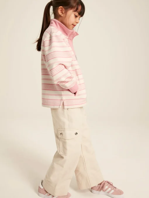 Kids' Burnham Pink Stripe Funnel Neck Sweatshirt