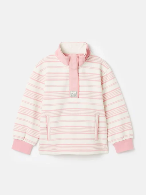 Kids' Burnham Pink Stripe Funnel Neck Sweatshirt
