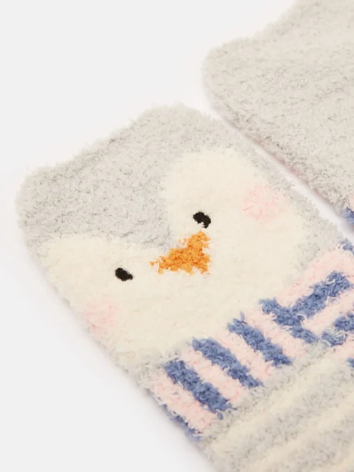 Kids' Fluffy Pale Blue Character Socks