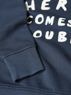 Kids' Sundaze Navy Blue Crew Neck Slogan Sweatshirt