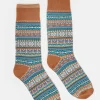 Men's Alby Brown/Cream Fair Isle Socks (size 7-12)