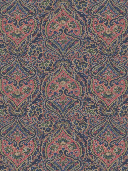 Navy/Multi Opulent Paisley Print 10M Wallpaper